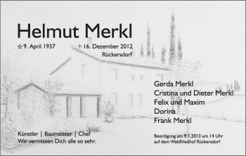 Traueranzeige von Helmut Merkl von Pegnitz-Zeitung